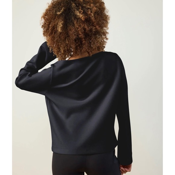 Aday Getaway Scuba Top Boat Neck Long Sleeve Black Women's Size M - Picture 3 of 10